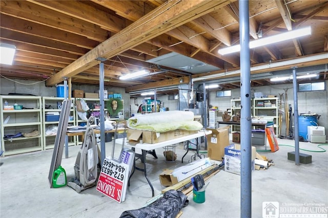 view of unfinished basement