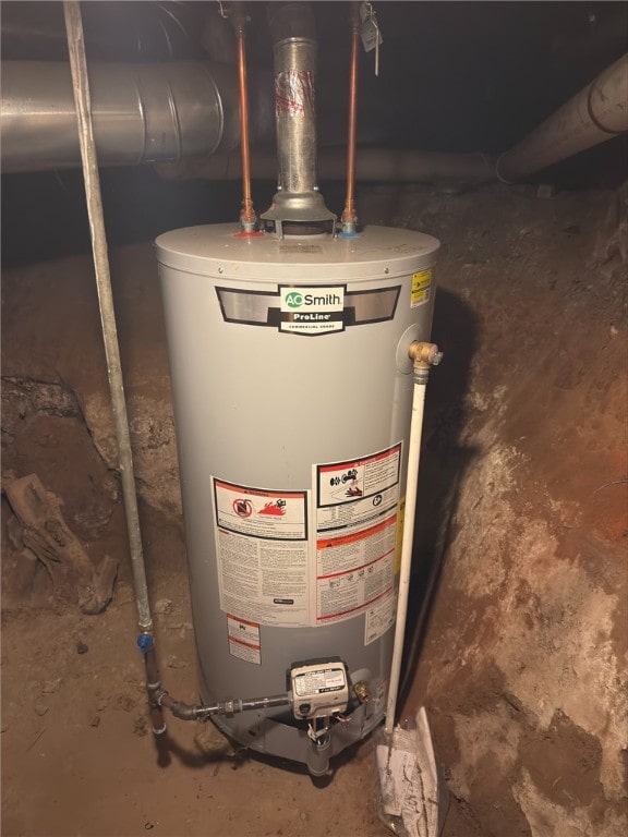 utility room with gas water heater