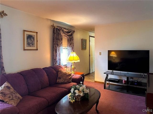 living area featuring carpet flooring
