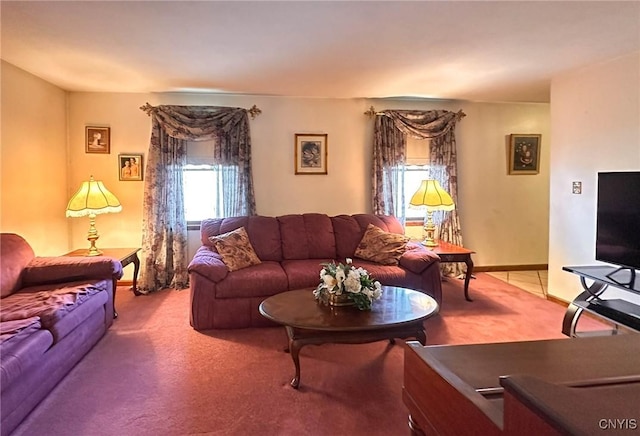 living room with light carpet