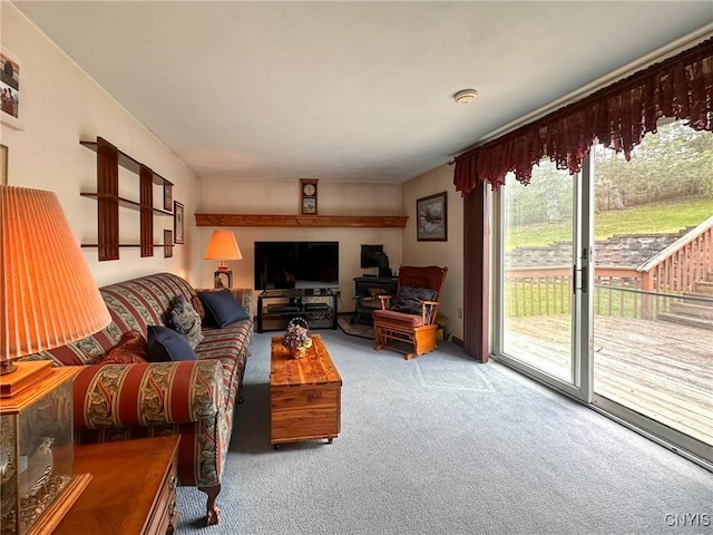 view of carpeted living area