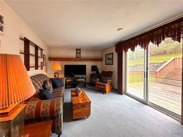 living room with carpet