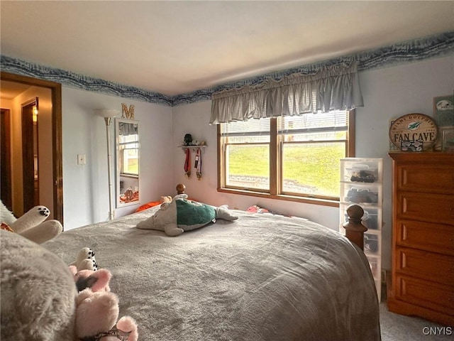bedroom featuring carpet flooring and multiple windows