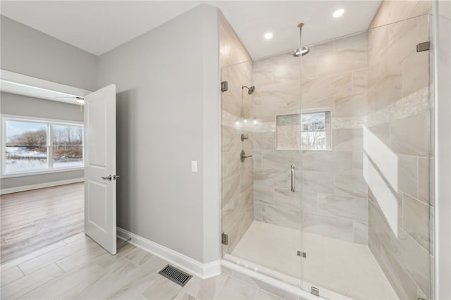 2 Stella Ln, Ogden, NY 14559 - bathroom featuring a shower stall and recessed lighting