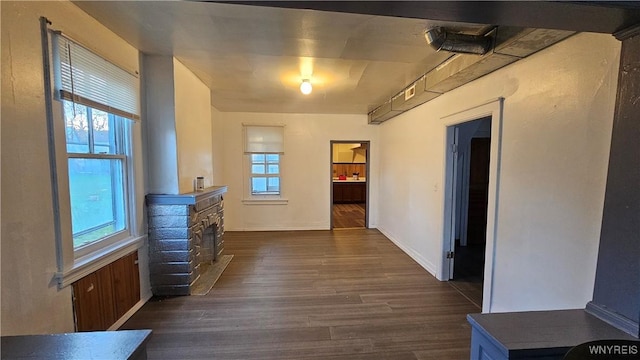 86 Roehrer Ave, Buffalo, NY 14208 - hallway featuring baseboards, dark wood-style flooring, and visible vents