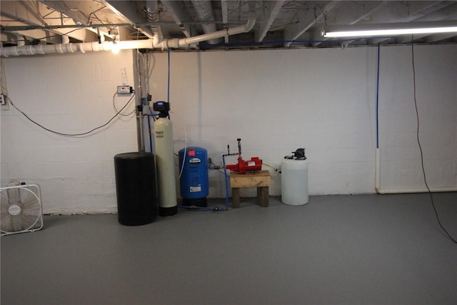 unfinished basement with concrete block wall