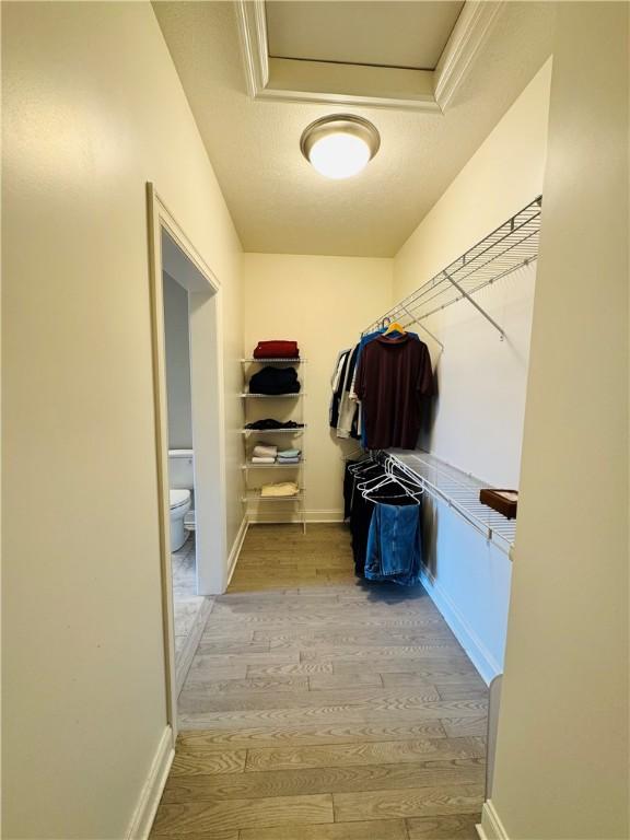 spacious closet with wood finished floors