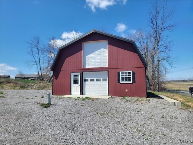 view of detached garage