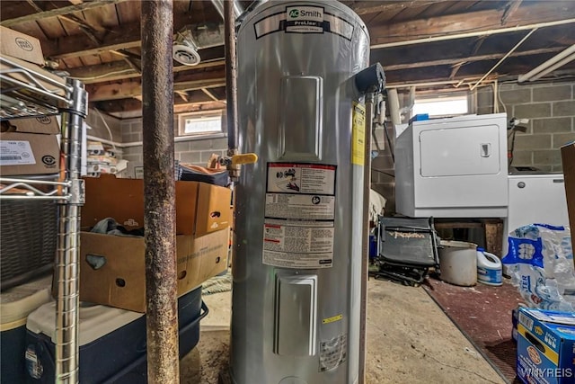 utility room with washer / dryer and electric water heater