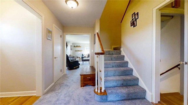 stairway with baseboards