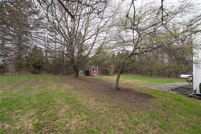 view of yard with a storage unit and an outdoor structure