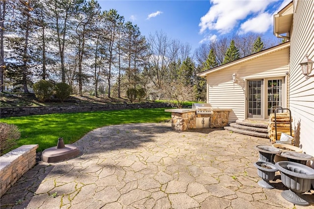 5 Ponds Edge Way, Pittsford, NY 14534 - view of patio / terrace featuring area for grilling, entry steps, and exterior kitchen