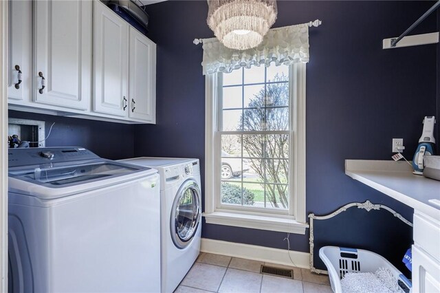 5 Ponds Edge Way, Pittsford, NY 14534 - clothes washing area with cabinet space, a wealth of natural light, visible vents, and separate washer and dryer