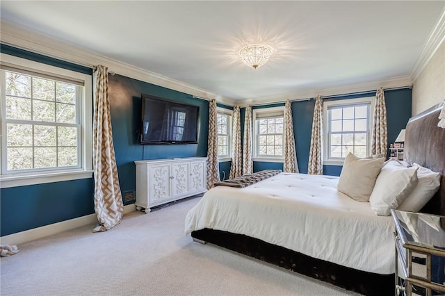 5 Ponds Edge Way, Pittsford, NY 14534 - carpeted bedroom with baseboards and crown molding