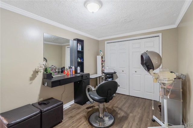 19 Whig Hill Rd, West Monroe, NY 13167 - office with wood finished floors, a textured ceiling, crown molding, and baseboards
