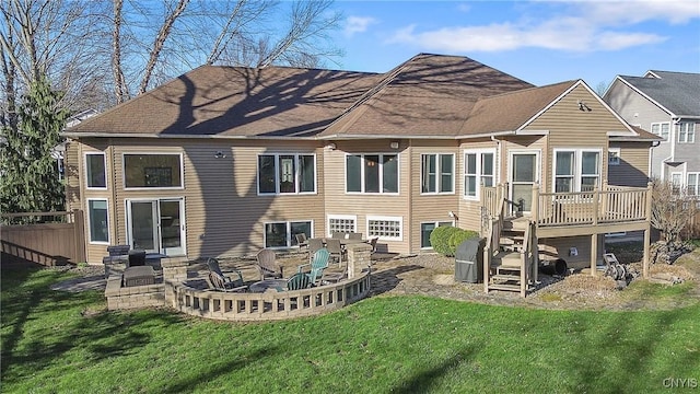 6455 Electric Railway, Cicero, NY 13039 - back of property with a lawn, fence, a deck, and stairs