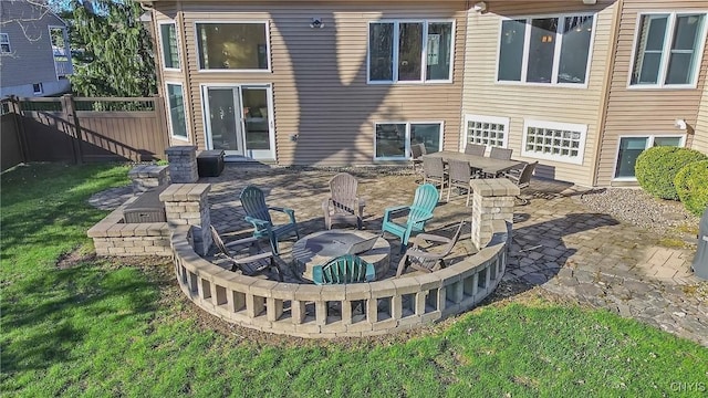 6455 Electric Railway, Cicero, NY 13039 - exterior space with fence, a lawn, an outdoor fire pit, and a patio area