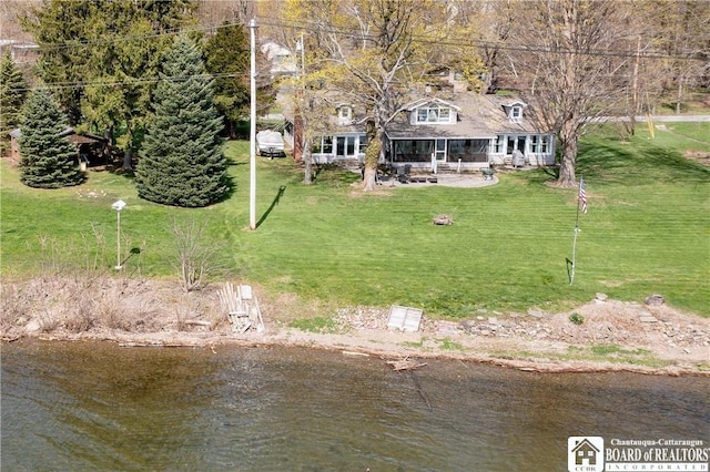 exterior space featuring a water view