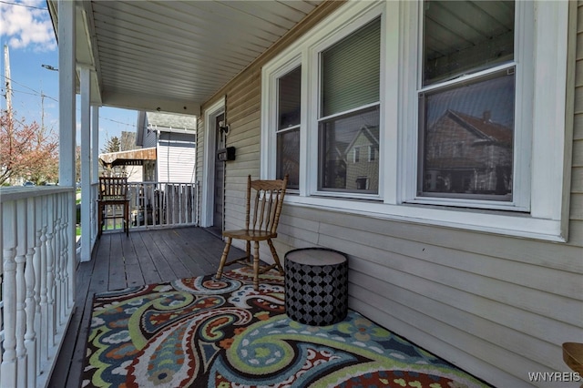 wooden terrace with covered porch