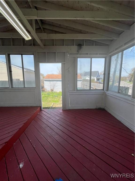 59 Park Ave, Tonawanda-City, NY 14150 - unfurnished sunroom featuring beamed ceiling