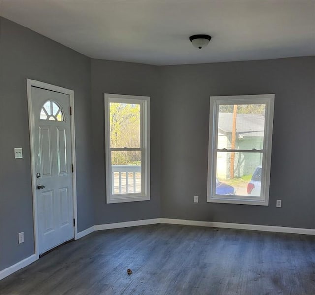 309 Broadway St, Elmira City, NY 14904 - foyer entrance with baseboards, plenty of natural light, and dark wood-style floors