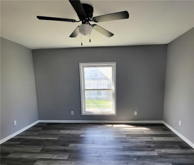309 Broadway St, Elmira City, NY 14904 - spare room with a ceiling fan, baseboards, and dark wood-style flooring