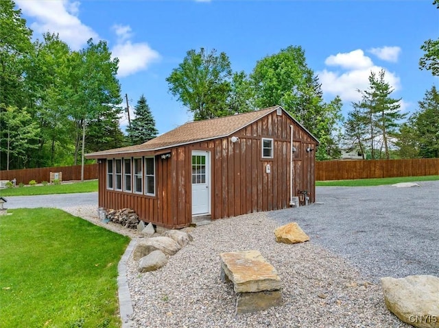 42795 Paynes Lake Camp Rd, Antwerp, NY 13608 - view of outdoor structure with a fenced backyard and an outdoor structure