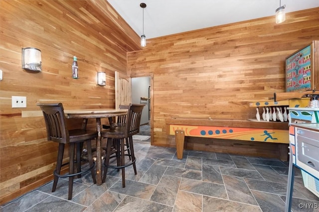 42795 Paynes Lake Camp Rd, Antwerp, NY 13608 - playroom with stone finish floor and wood walls