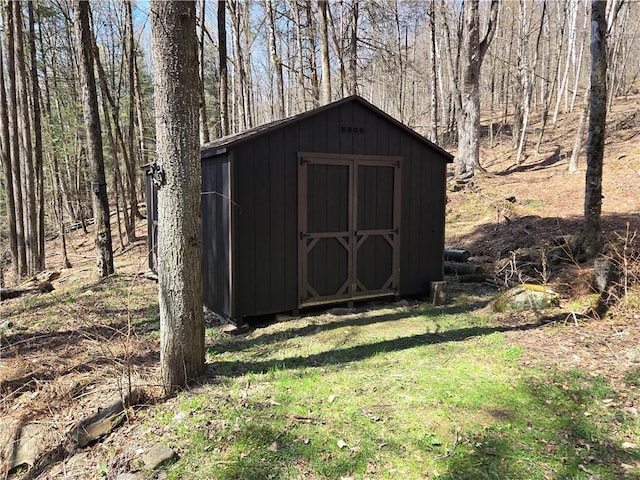view of shed