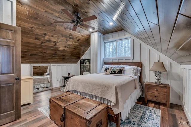 5410 N Shore Rd, Greig, NY 13312 - bedroom featuring wood-type flooring, lofted ceiling, and wood ceiling