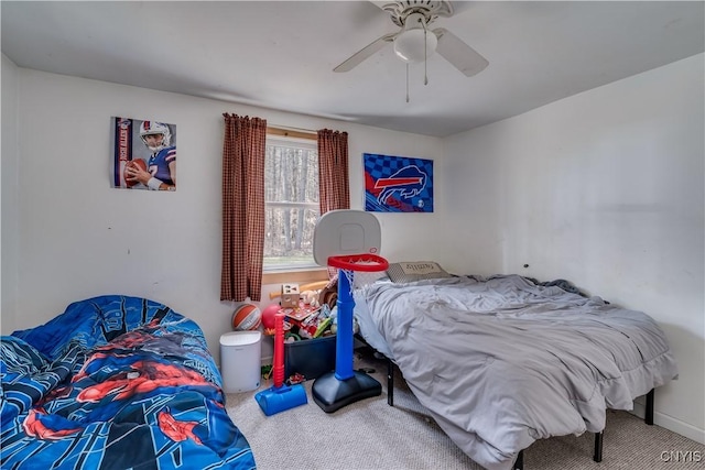 5410 N Shore Rd, Greig, NY 13312 - bedroom with carpet flooring and a ceiling fan