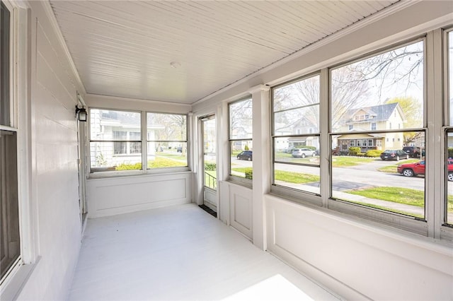view of unfurnished sunroom