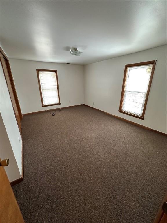 spare room with plenty of natural light, carpet flooring, and baseboards