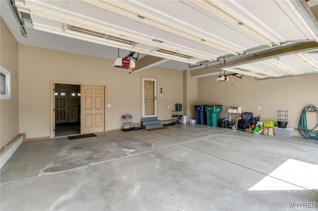 garage with a garage door opener