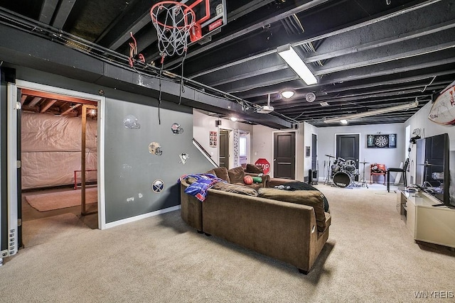 living room featuring carpet flooring