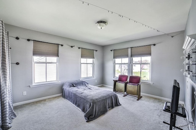 bedroom featuring baseboards and carpet
