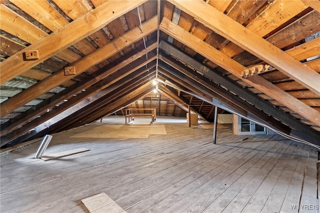 view of unfinished attic