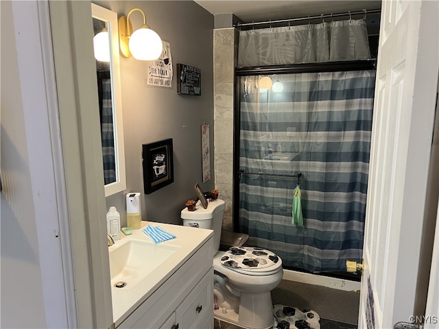 210 Duane St, Syracuse, NY 13207 - bathroom featuring a shower with curtain, tile patterned floors, toilet, and vanity