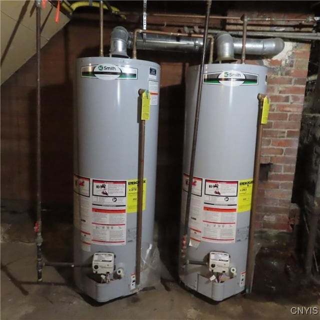 utility room featuring water heater