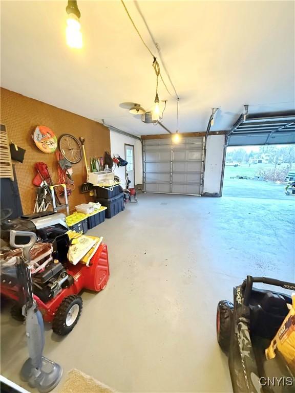 garage with a garage door opener