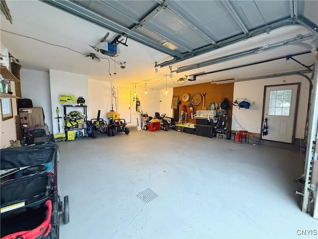 garage with a garage door opener