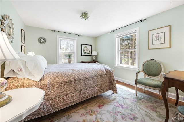 422 Salt Springs Rd, Manlius, NY 13066 - bedroom featuring baseboards, wood finished floors, and multiple windows