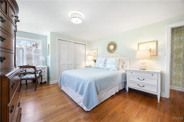 422 Salt Springs Rd, Manlius, NY 13066 - bedroom with baseboards, dark wood-style floors, and a closet