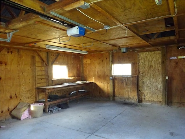 basement with a garage