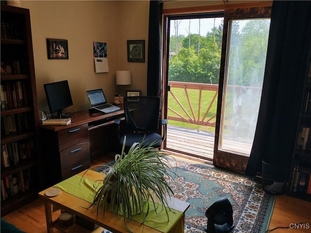office space featuring light wood-type flooring