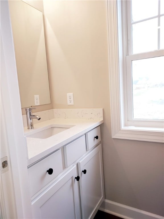 bathroom with a healthy amount of sunlight and vanity