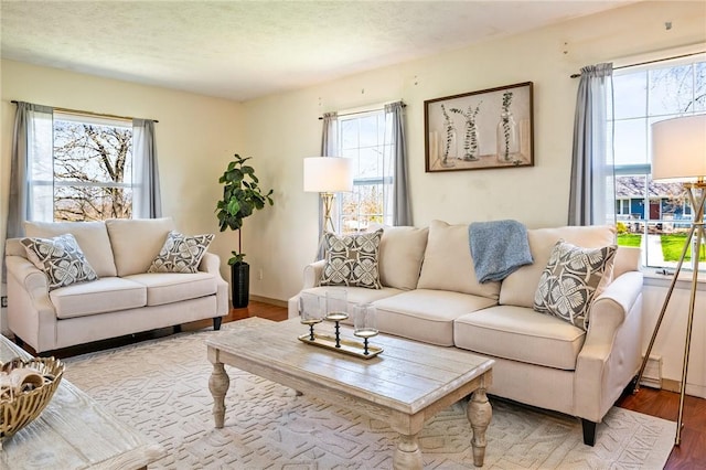 living area with wood finished floors