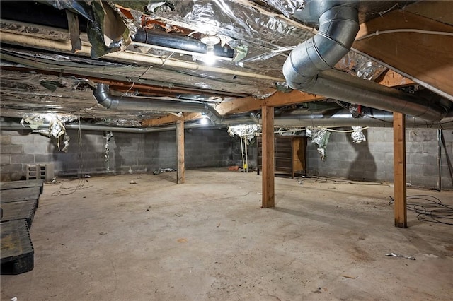 view of unfinished below grade area