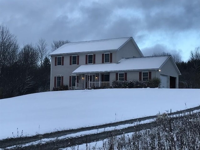 5876 Clearview Ln, Alfred, NY 14803 - view of front of house featuring an attached garage and covered porch