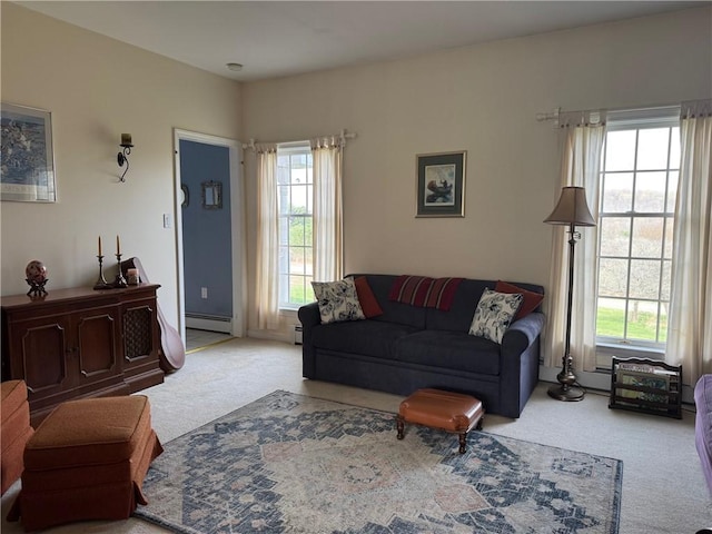 5876 Clearview Ln, Alfred, NY 14803 - carpeted living room featuring baseboard heating